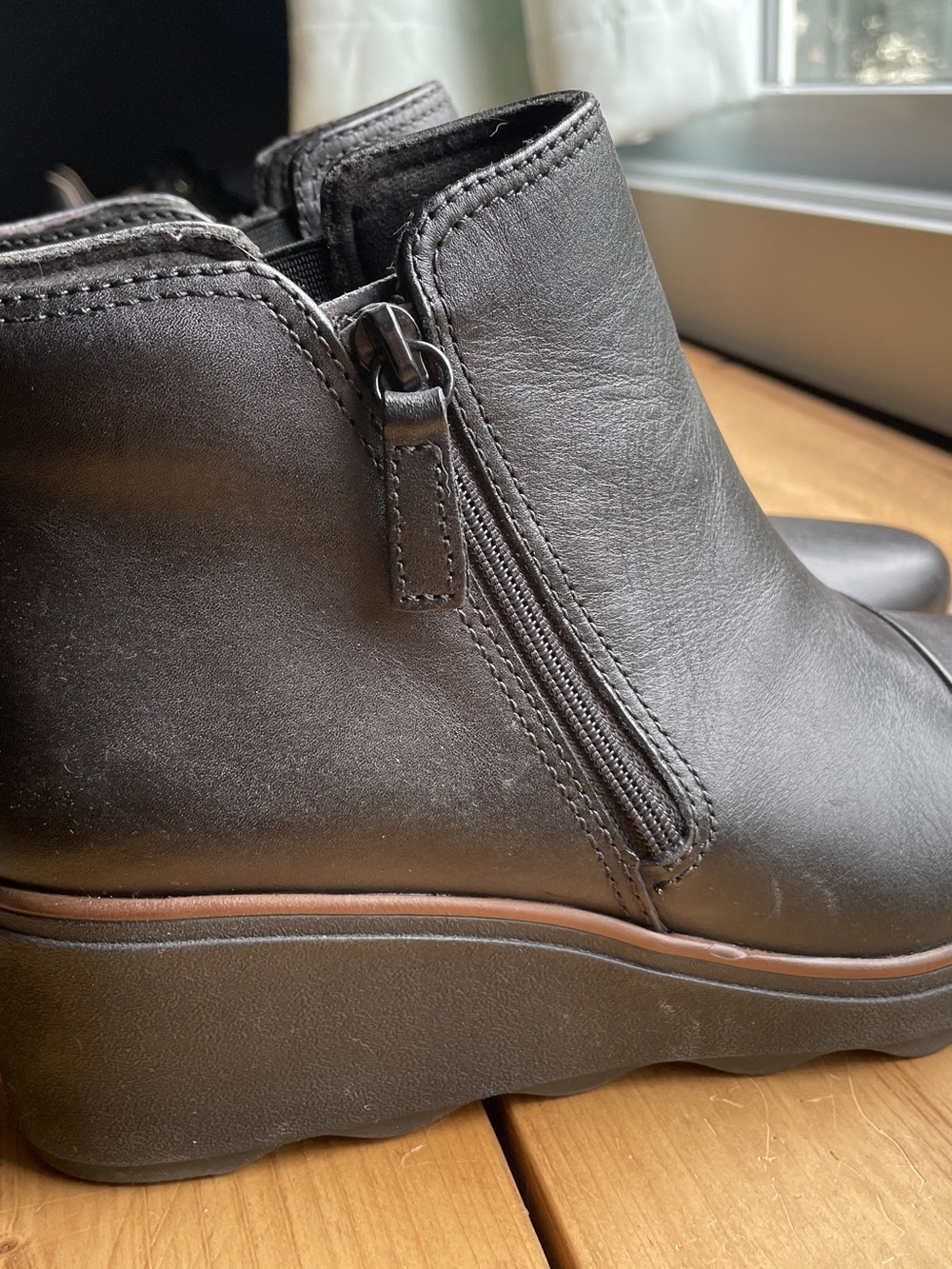 Clarks Black Wedge Ankle Boots